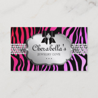 Jewellery Business Card Zebra Red Pink Bow