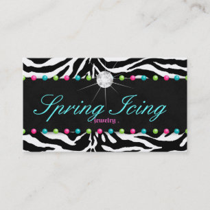 Jewellery Business Card Zebra Spring Dots Diamond