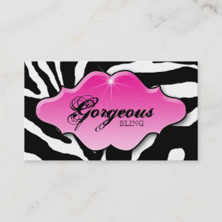 Jewellery Business Cards Animal Zebra Sparkle Pink