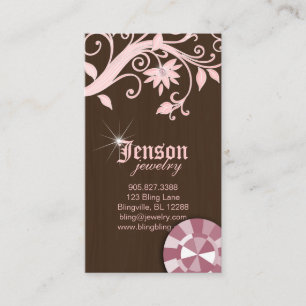 Jewellery Business Cards Flower Crystal Pink