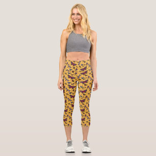 Jewellery butterflies and dragonflies on yellow b/ capri leggings