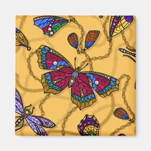 Jewellery butterflies and dragonflies on yellow magnet