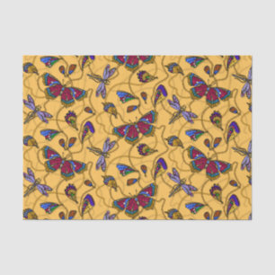 Jewellery butterflies and dragonflies on yellow tissue paper
