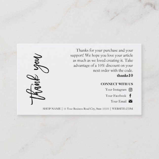 Jewellery Care Chic Script Thank You Card (Front)