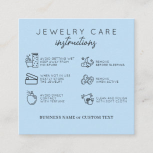 Jewellery Care Instructions Blue Thank You Busines Enclosure Card