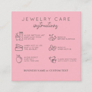 Jewellery Care Instructions Blush Thank You Busine Enclosure Card