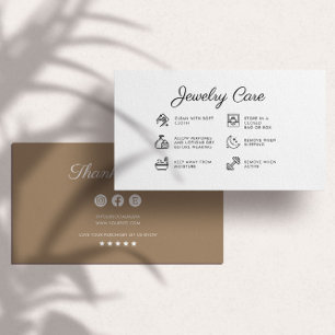 Jewellery Care Instructions Business Thank You Car Enclosure Card