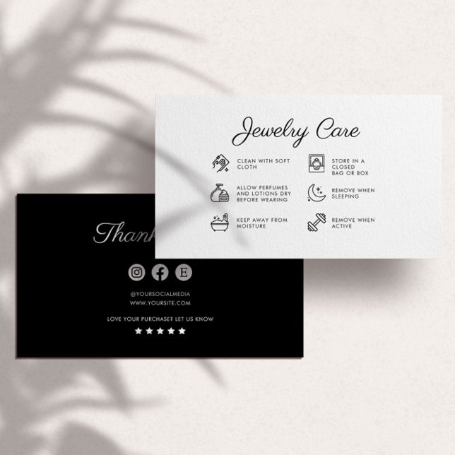 Jewellery Care Instructions Business Thank You Car Enclosure Card (Creator Uploaded)