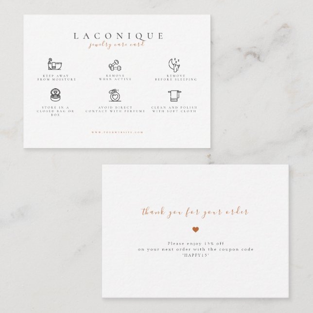  Jewellery Care Instructions | Earring Care Business Card (Front/Back)