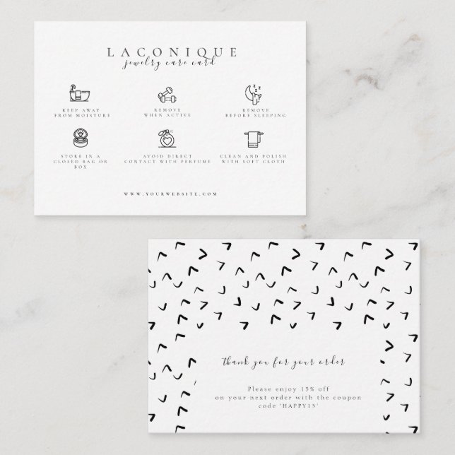  Jewellery Care Instructions | Earring Care | Dood Business Card (Front/Back)