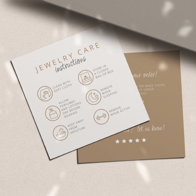Jewellery Care Instructions Neutral Beige Thank Yo Enclosure Card (Creator Uploaded)