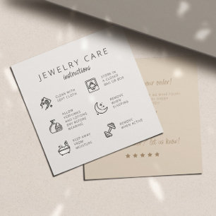 Jewellery Care Instructions Neutral Beige Thank Yo Enclosure Card