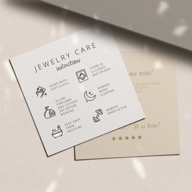 Jewellery Care Instructions Neutral Beige Thank Yo Enclosure Card (Creator Uploaded)
