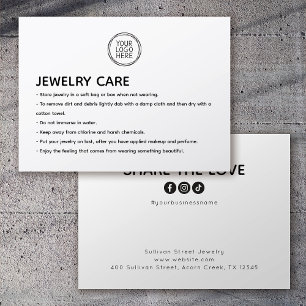 Jewellery Care Logo Share the Love Insert Card