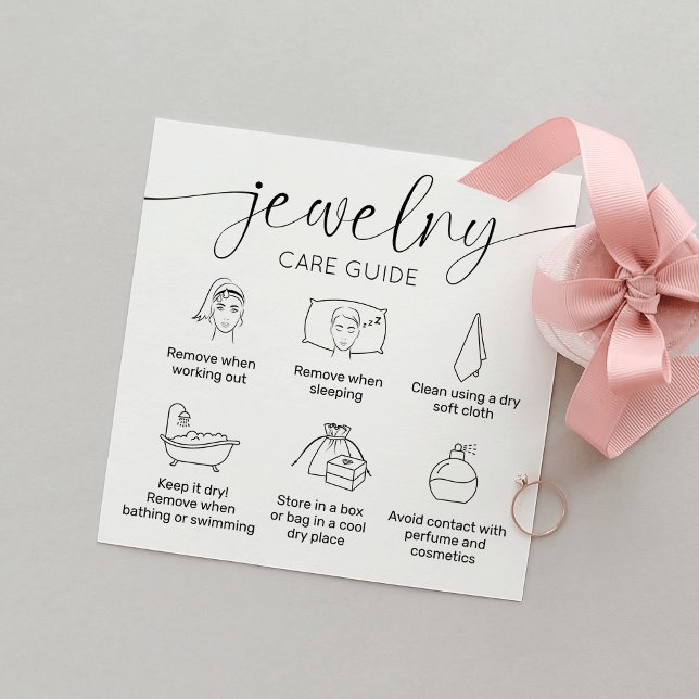 Jewellery Care Thank You Card Elegant Script Black (Creator Uploaded)