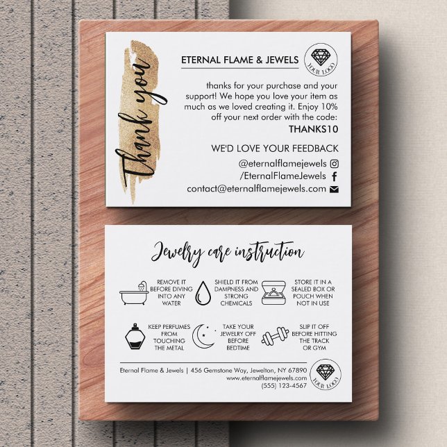 Jewellery Care White Chic Script Thank You Card (Creator Uploaded)