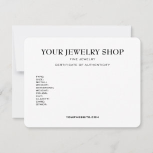 Jewellery Certificate of Authenticity Template