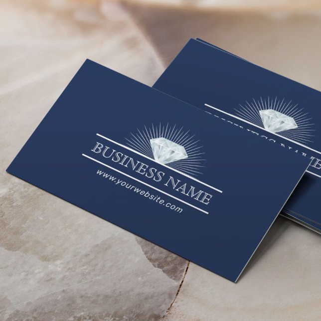 Jewellery Design Diamond jewellery Modern Navy Blu Business Card (Creator Uploaded)