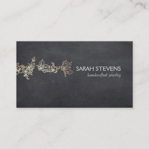 Jewellery Designer Elegant Gold and Black Chalkboa Business Card