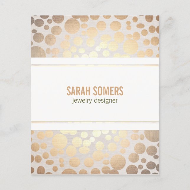 Jewellery Designer Faux Gold Leaf Circle Linen Loo Flyer (Front)