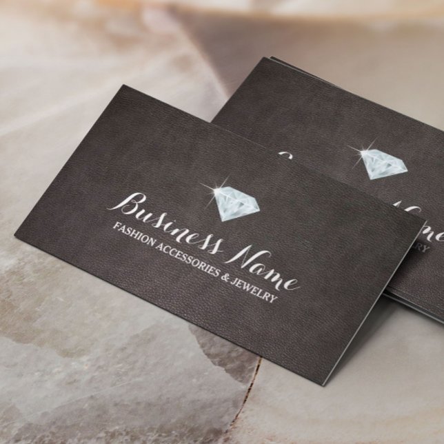 Jewellery Designer Modern Diamond Elegant Leather Business Card (Creator Uploaded)