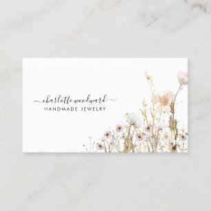 Jewellery Designer Pink Gold Glitter Wildflowers Business Card