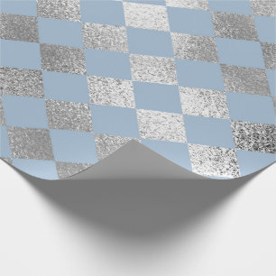 Jewellery Diamond Squares Blue Silver Vip Wrapping Paper
