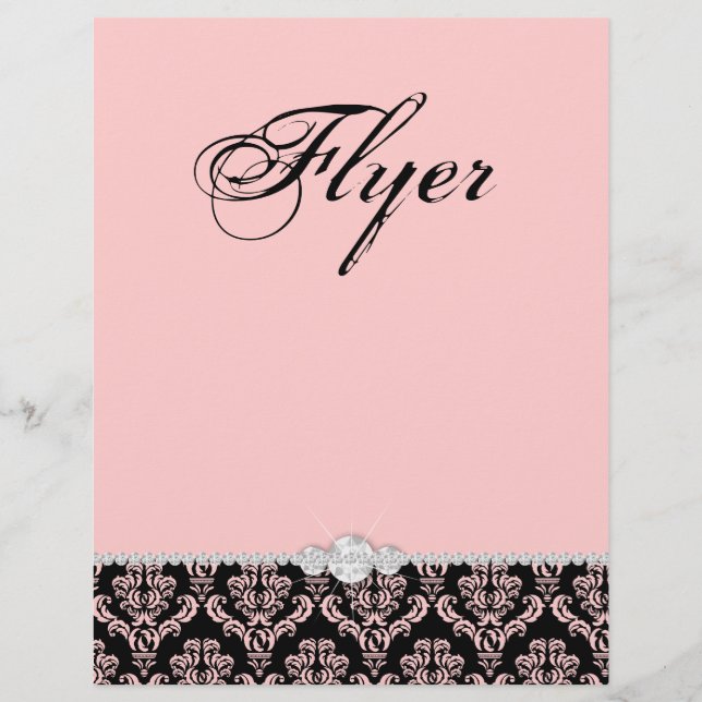 Jewellery Flyer Hair Salon Damask Baby Pink Classy (Front)