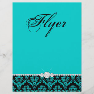 Jewellery Flyer Hair Salon Damask Black Blue Class