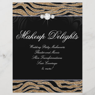 Jewellery Flyer Hair Salon Zebra Glitter Gold