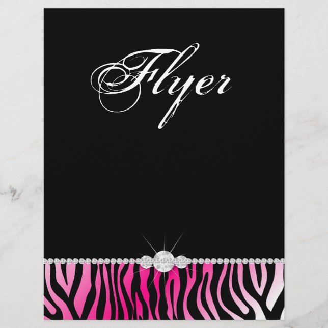 Jewellery Flyer Hair Salon Zebra Hot Pink (Front)