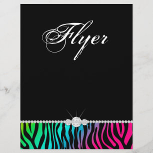 Jewellery Flyer Hair Salon Zebra Pink Blue Green