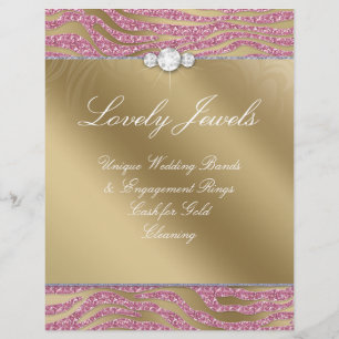 Jewellery Flyer Hair Salon Zebra Sparkle Pink Gold