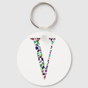 Jewellery Gemstones Monogram Letter V Key Ring