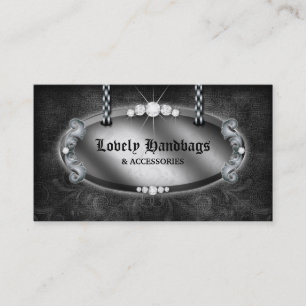 Jewellery Handbag Purse Leather Silver Grey Business Card