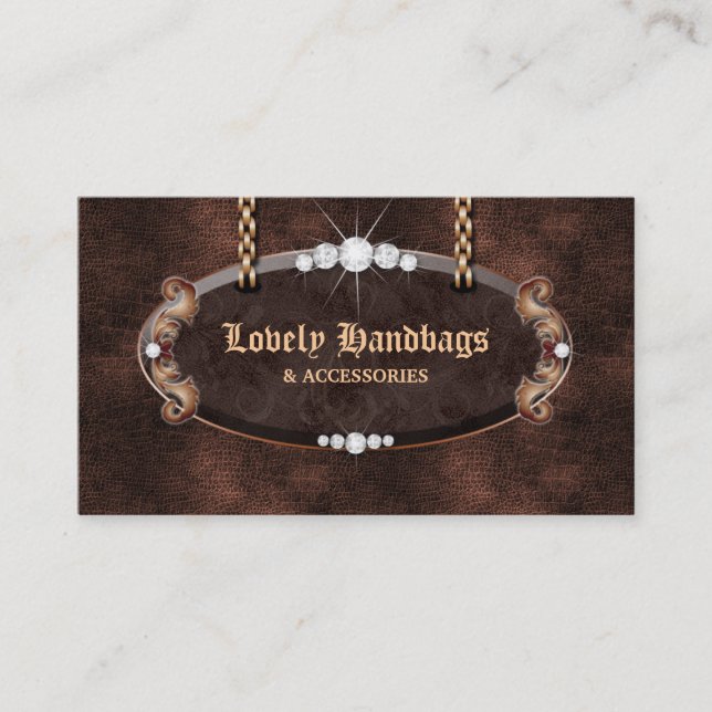 Jewellery Handbag Purse Leather Suede Chocolate Business Card (Front)
