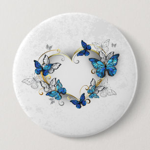 Jewellery Heart with Butterflies Morpho 10 Cm Round Badge