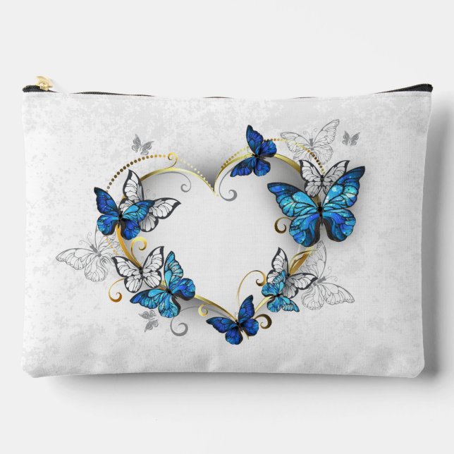Jewellery Heart with Butterflies Morpho Accessory Pouch (Front)