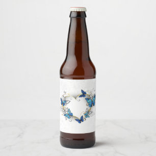 Jewellery Heart with Butterflies Morpho Beer Bottle Label
