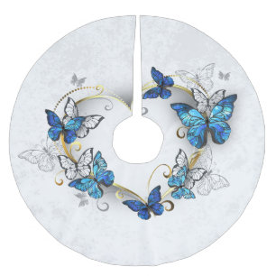 Jewellery Heart with Butterflies Morpho Brushed Polyester Tree Skirt