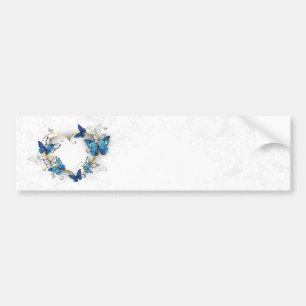 Jewellery Heart with Butterflies Morpho Bumper Sticker