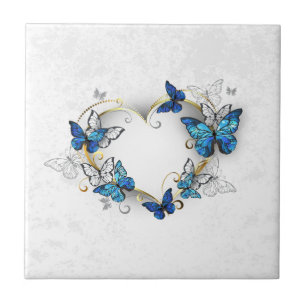 Jewellery Heart with Butterflies Morpho Ceramic Tile