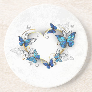 Jewellery Heart with Butterflies Morpho Coaster