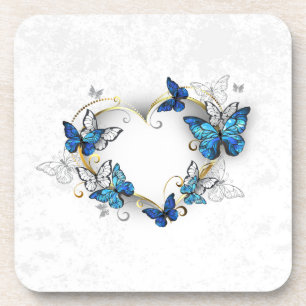 Jewellery Heart with Butterflies Morpho Coaster