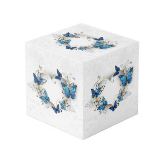 Jewellery Heart with Butterflies Morpho Cube