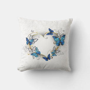 Jewellery Heart with Butterflies Morpho Cushion