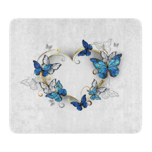 Jewellery Heart with Butterflies Morpho Cutting Board