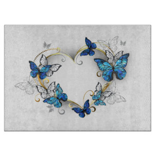 Jewellery Heart with Butterflies Morpho Cutting Board