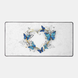 Jewellery Heart with Butterflies Morpho Desk Mat