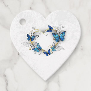 Jewellery Heart with Butterflies Morpho Favour Tags
